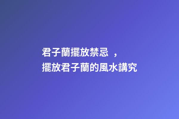 君子蘭擺放禁忌，擺放君子蘭的風水講究